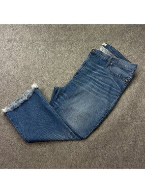 Madewell Cali Demi Boot Jeans Women's Size 37 / 24W Fray Hem Medium Wash Denim